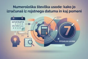 Professional header image for educational tutorial: Numerološka številka usode: kako jo izračunaš iz rojstneg...